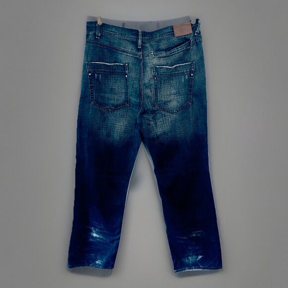 Phat Farm Jeans Mens 38 x 34 Vtg 90s Y2K Distressed Streetwear Libra Cut Hip Hop - Picture 2 of 13